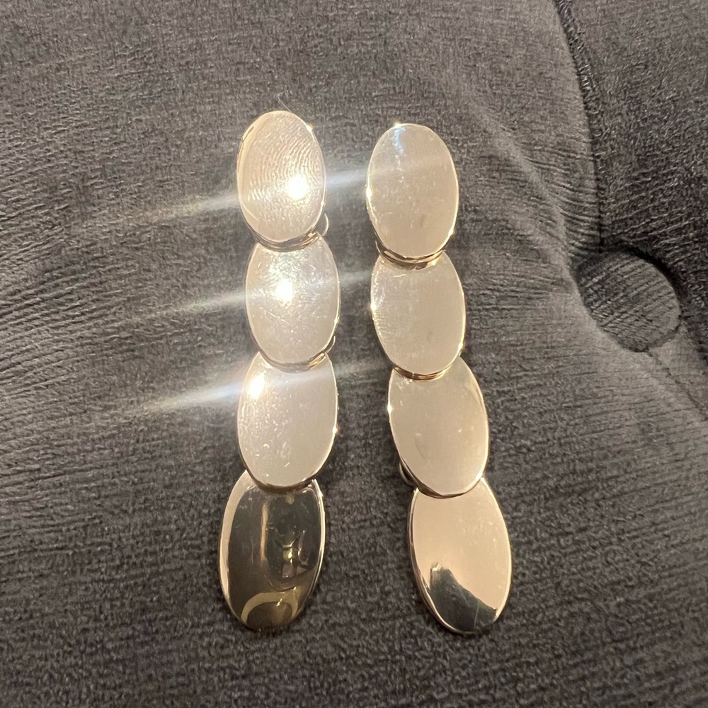 White House Black Market Gold Oval Drop Earrings